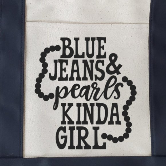 Blue Jeans and Pearls Kinda Girl - Canvas Tote bag - Picture 2 of 2